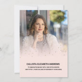 Gold Glitter Confetti Class of Afstuderen Photo An Aankondiging (Achterkant)