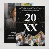 Gold Glitter Confetti Class of Afstuderen Photo Kaart (Voorkant / Achterkant)