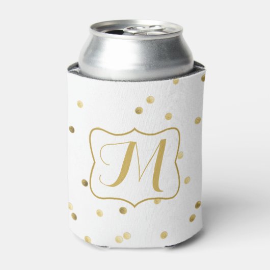 Gold Glitter Confetti Dot Koozie Can Holder (Blikje Voorkant)