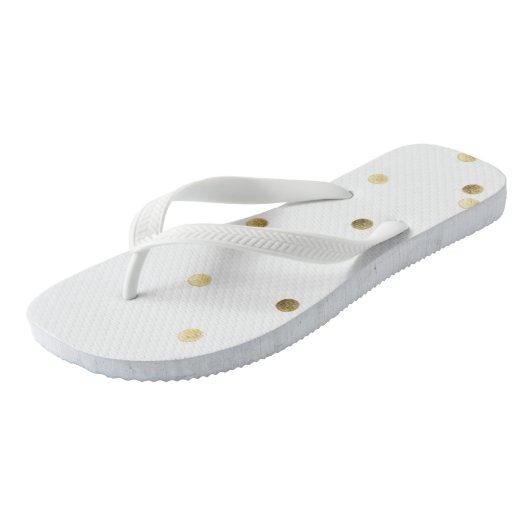 Gold Glitter Confetti Dot Polka Flip Flop Sandals (Schuin)