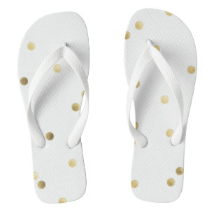 Gold Glitter Confetti Dot Polka Flip Flop Sandals