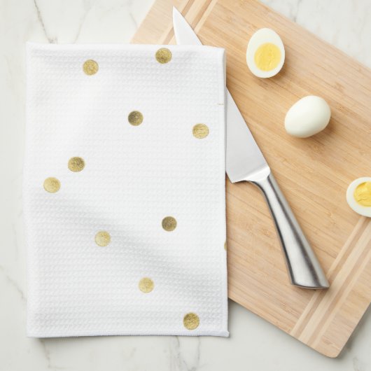 Gold Glitter Confetti Dot Polka Kitchen Dish Towel Theedoek (Quarter Fold)