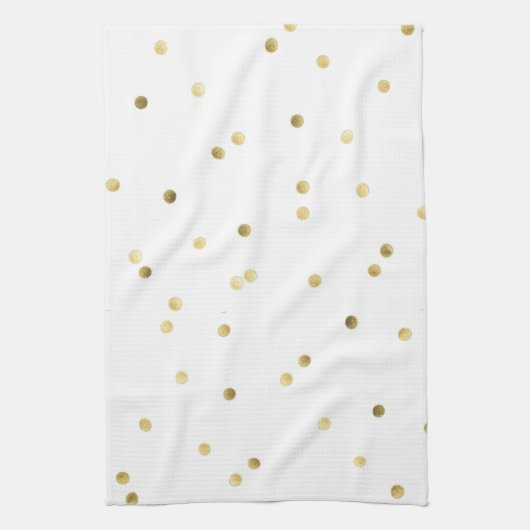 Gold Glitter Confetti Dot Polka Kitchen Dish Towel Theedoek (Verticaal)
