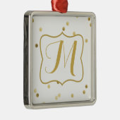 Gold Glitter Confetti Dot Polka Monogram Ornament (Rechts)
