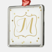 Gold Glitter Confetti Dot Polka Monogram Ornament (Links)