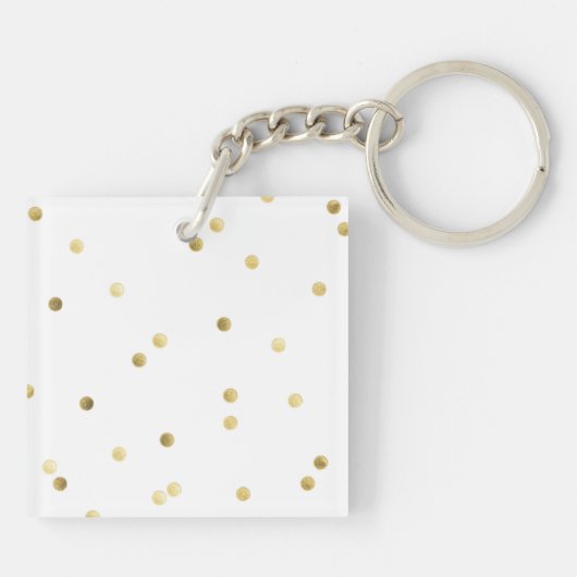 Gold Glitter Confetti Dot Polka Monogram Sleutelha Sleutelhanger (Achterkant)