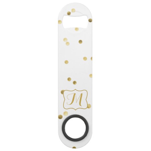 Gold Glitter Confetti Dot Polka Nail Bottle Open Speed Flessenopener (Voorkant)