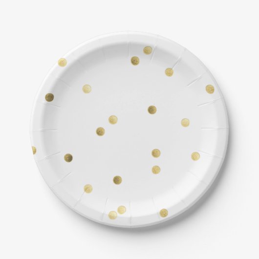 Gold Glitter Confetti Dot Polka Nail Paper Borden Papieren Bordje (Voorkant)