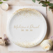 Gold Glitter Confetti Elegant Persoonlijk huwelijk Papieren Bordje