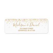 Gold Glitter Confetti Elegant Wedding Address Etiket (Voorkant)