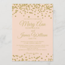 Gold Glitter Confetti Elegant Wedding Roos Blush