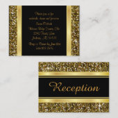 Gold Glitter Confetti en Black Elegance Informatiekaartje (Voorkant / Achterkant)