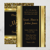 Gold Glitter Confetti en Black Elegance Kaart (Voorkant / Achterkant)