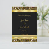 Gold Glitter Confetti en Black Elegance Save The Date (Staand voorkant)