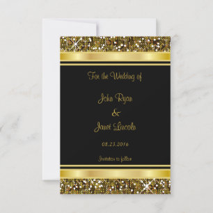 Gold Glitter Confetti en Black Elegance Save The Date
