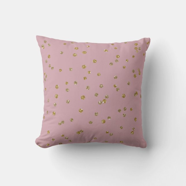 Gold Glitter Confetti en Blush Pink Sierkussen (Voorkant)
