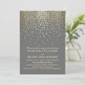 Gold Glitter Confetti  Engagement Party Kaart (Staand voorkant)