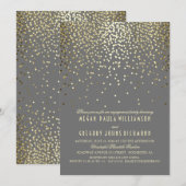 Gold Glitter Confetti  Engagement Party Kaart (Voorkant / Achterkant)