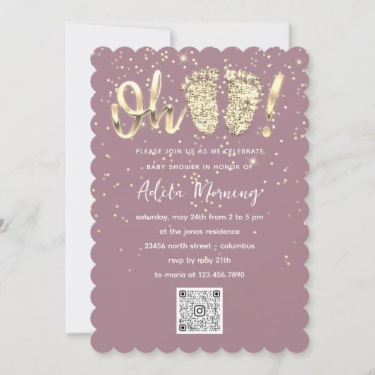 Gold Glitter Confetti Feet Baby Girl - Aangepaste  Kaart (Voorkant)