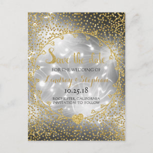 Gold Glitter Confetti Glam Fireworks slaat de datu Aankondigingskaart