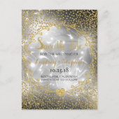 Gold Glitter Confetti Glam Fireworks slaat de datu Aankondigingskaart (Voorkant)