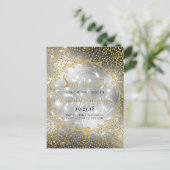 Gold Glitter Confetti Glam Fireworks slaat de datu Aankondigingskaart (Staand voorkant)