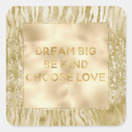 Gold Glitter Confetti Glitzy Zebra Dream Vierkante Sticker