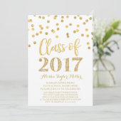 Gold Glitter Confetti Graduation Party 2017 Kaart (Staand voorkant)