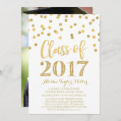 Gold Glitter Confetti Graduation Party 2017 Kaart (Voorkant / Achterkant)