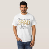Gold Glitter Confetti Gradution Party - Aangepast T-shirt (Voorkant volledig)