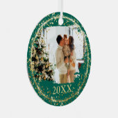 Gold Glitter Confetti Green Metalen Ornament (Voorkant Rechts)