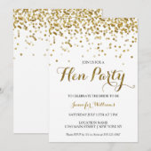 Gold Glitter Confetti Hens Party Invite Kaart (Voorkant / Achterkant)