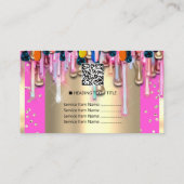 Gold Glitter Confetti Holograaf Roze Drip Lijst Visitekaartje (Achterkant)