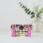 Gold Glitter Confetti Holograph Pink Drip Sweets Visitekaartje (Staand voorkant)