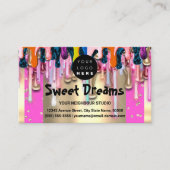 Gold Glitter Confetti Holograph Pink Drip Sweets Visitekaartje (Voorkant)