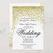 Gold Glitter Confetti huwelijksuitnodigingen Kaart (Voorkant / Achterkant)