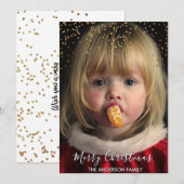 Gold Glitter Confetti kerstfoto Feestdagenkaart (Voorkant / Achterkant)