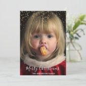 Gold Glitter Confetti kerstfoto Feestdagenkaart (Staand voorkant)
