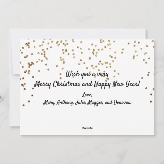 Gold Glitter Confetti kerstfoto Feestdagenkaart (Achterkant)