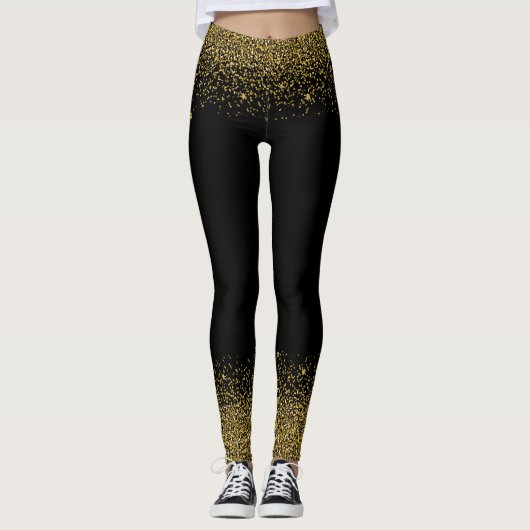 Gold Glitter Confetti Kijk Leggings (Voorkant)