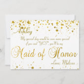 Gold Glitter Confetti | Maid of Honor Kaart (Achterkant)
