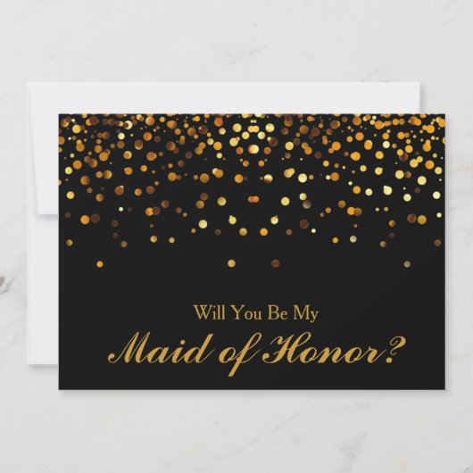 Gold Glitter Confetti Maid of Honor Kaart (Voorkant)