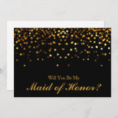 Gold Glitter Confetti Maid of Honor Kaart (Voorkant / Achterkant)