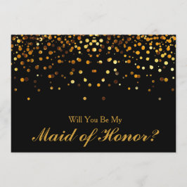 Gold Glitter Confetti Maid of Honor Kaart