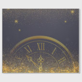 Gold Glitter Confetti middernacht Cadeaupapier (Vlak)