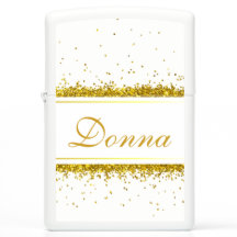 Gold Glitter Confetti Naam - Zippo aansteker