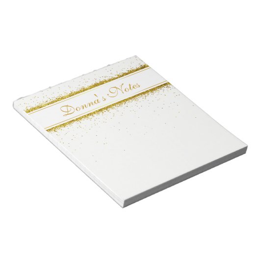 Gold Glitter Confetti Name - Blocnote (Schuin)