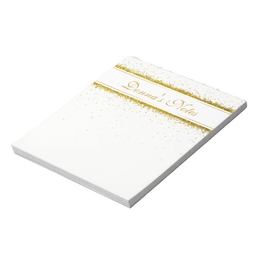Gold Glitter Confetti Name - Blocnote (Linkerzijde)