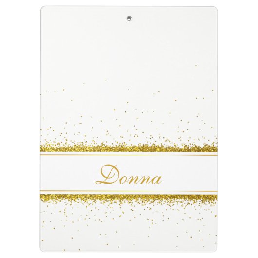 Gold Glitter Confetti Name - Klembord (Achterkant)