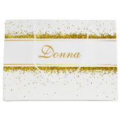 Gold Glitter Confetti Name - Large Gift Bag Groot Cadeauzakje (Voorkant)